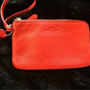 Coach Vibrant Red Leather Wristlet